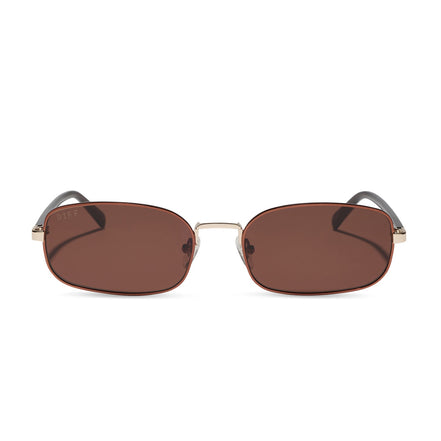 Trinity Sunglasses — Brown + Gold + Brown Crystal