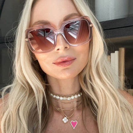 Sandra Sunglasses — Light Pink Crystal + Dusk Gradient