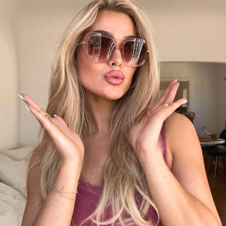 Sandra Sunglasses — Light Pink Crystal + Dusk Gradient