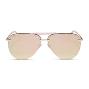 Tahoe Sunglasses — Gold Powder Pink + Taupe Mirror