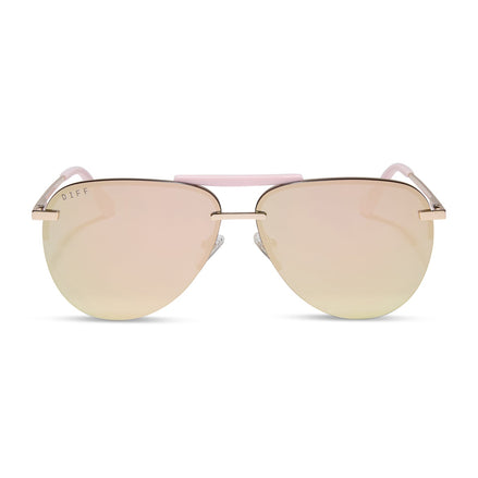 Tahoe Sunglasses — Gold Powder Pink + Taupe Mirror