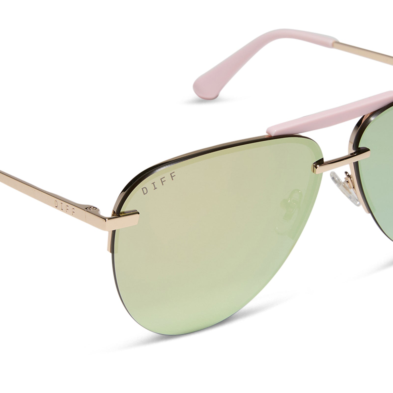 Tahoe Sunglasses — Gold Powder Pink + Taupe Mirror