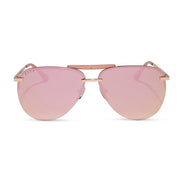 Tahoe Sunglasses — Rose Gold + Cherry Blossom Mirror