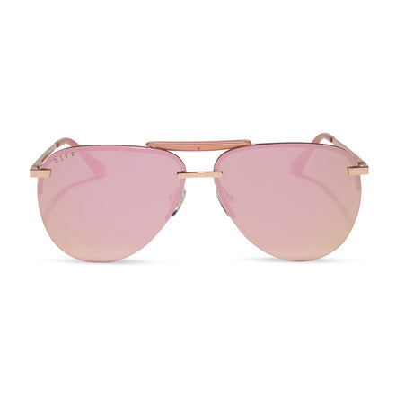 Tahoe Sunglasses — Rose Gold + Cherry Blossom Mirror