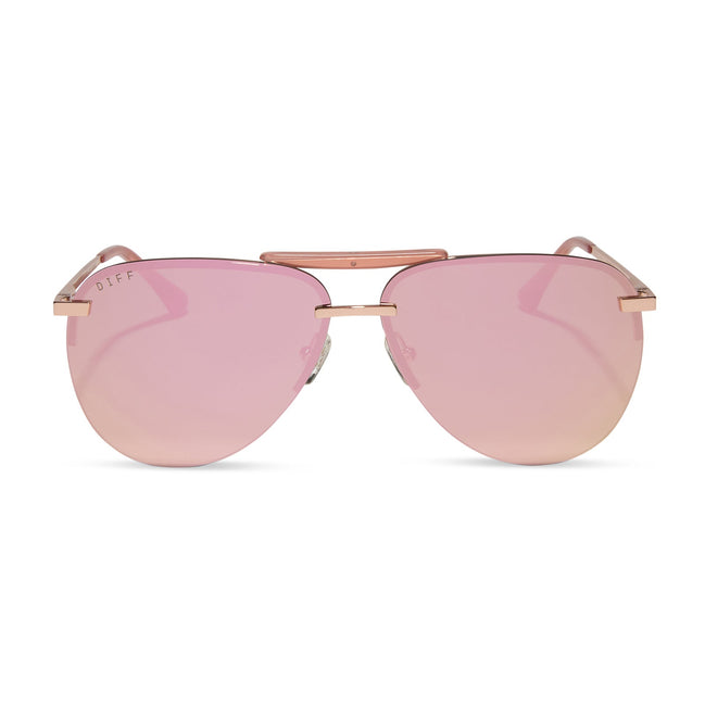 Tahoe Sunglasses — Rose Gold + Cherry Blossom Mirror
