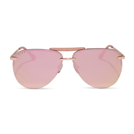 Tahoe Sunglasses — Rose Gold + Cherry Blossom Mirror