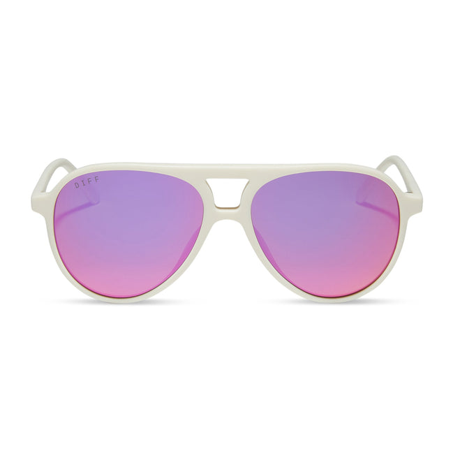 Tosca II Sunglasses — Matte White + Pink Rush Mirror