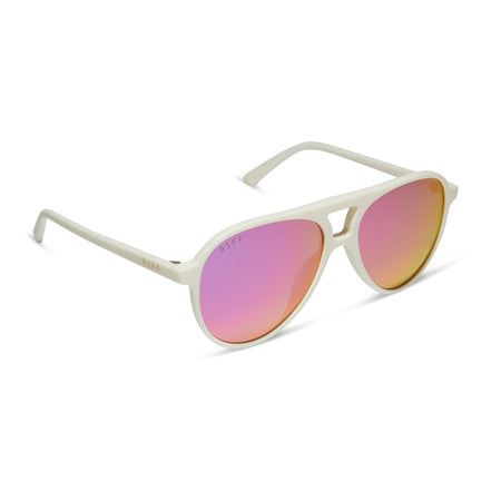 Tosca II Sunglasses — Matte White + Pink Rush Mirror