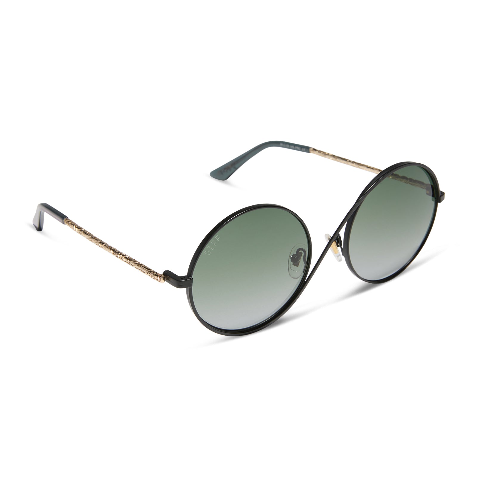 Elphaba Wire Frame Sunglasses — Black Wire + Emerald Tint Gradient