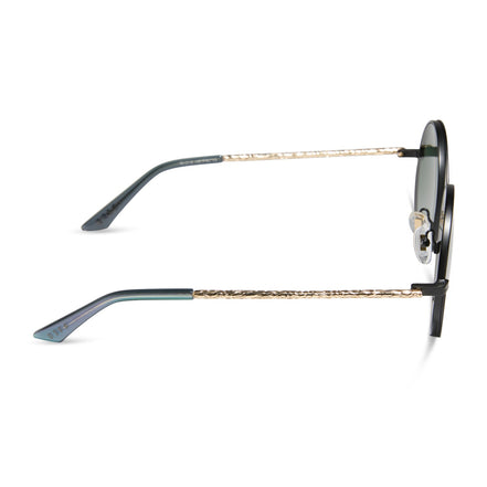 Elphaba Wire Frame Sunglasses — Black Wire + Emerald Tint Gradient