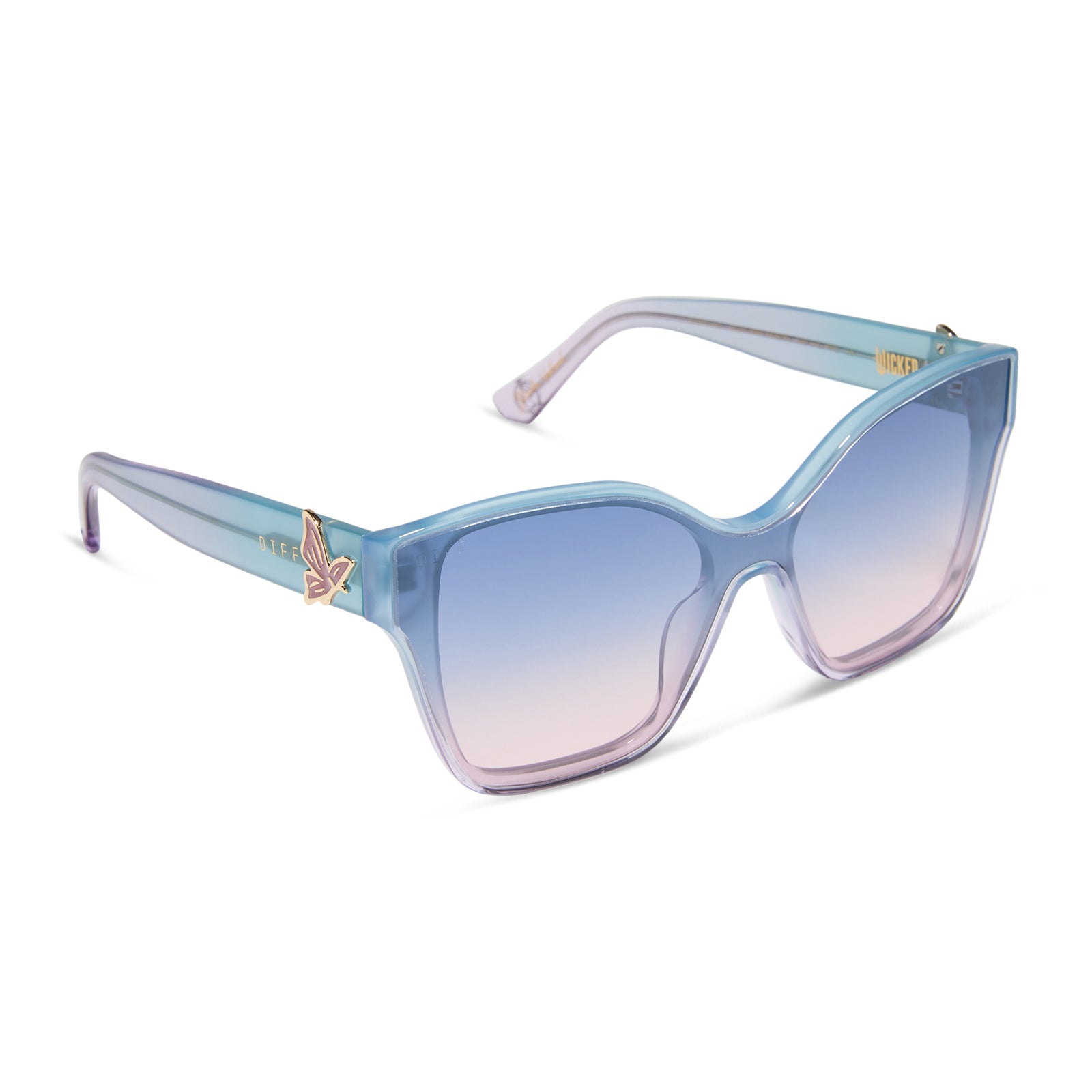 Glinda Upland Butterfly Sunglasses — Pastel Blue + Lavender + Pink Gradient