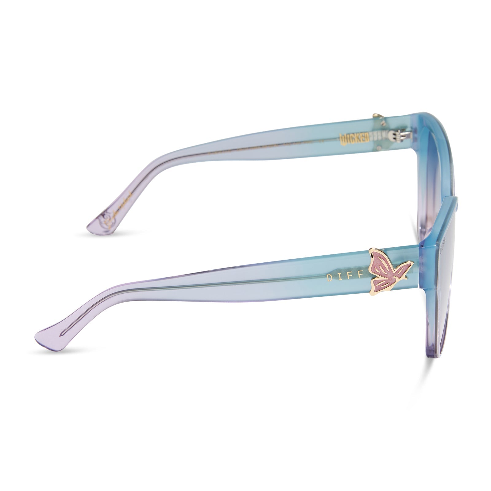 Glinda Upland Butterfly Sunglasses — Pastel Blue + Lavender + Pink Gradient