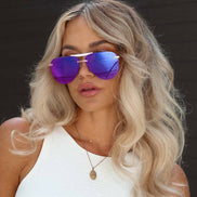 Tahoe Sunglasses — Gold + Purple Mirror