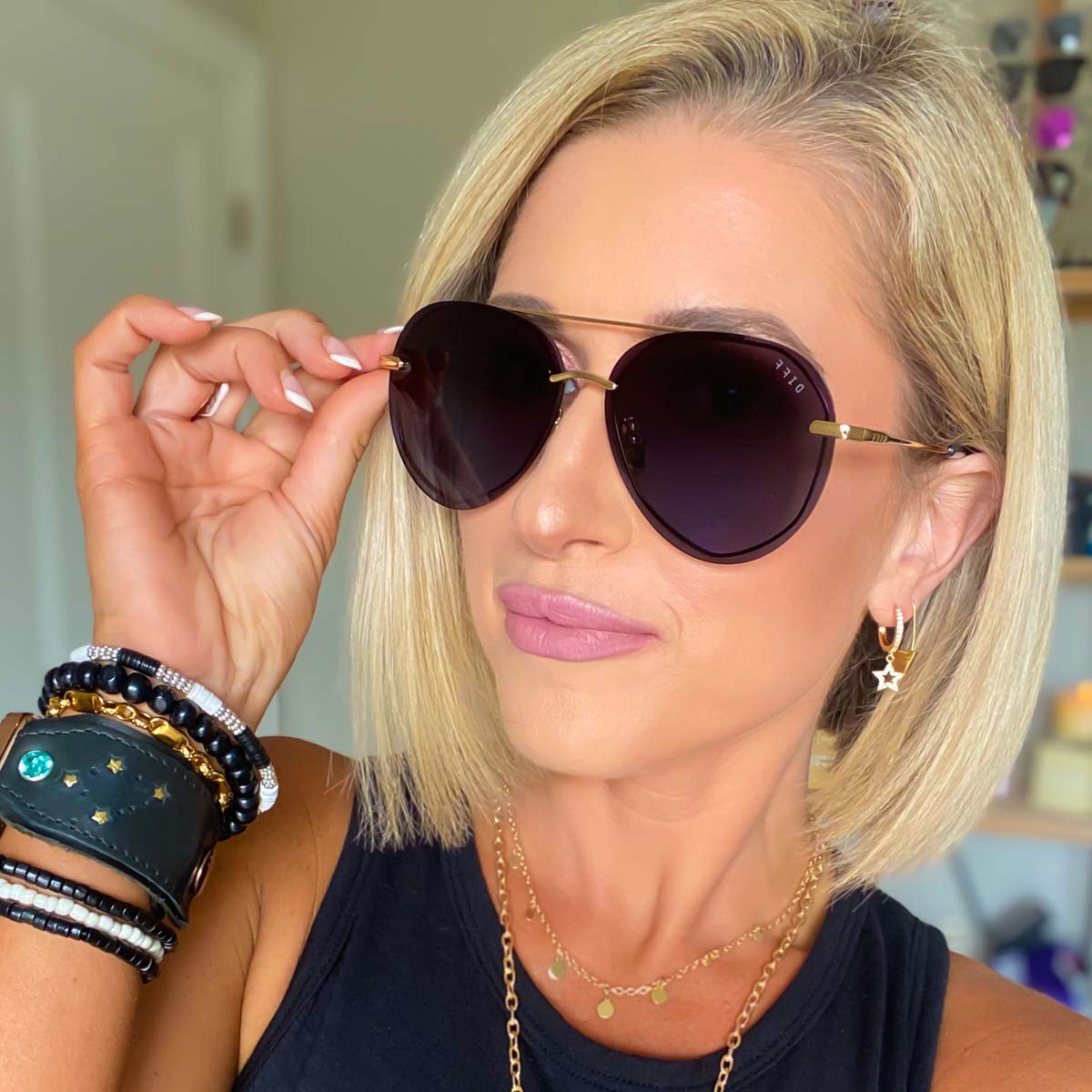 Lenox Sunglasses — Gold + Blue Gradient Polarized