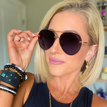 Lenox Sunglasses — Gold + Blue Gradient Polarized