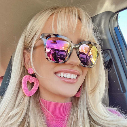 Bella Sunglasses — Cream Tortoise + Pink Mirror