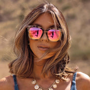 Bella Sunglasses — Cream Tortoise + Pink Mirror
