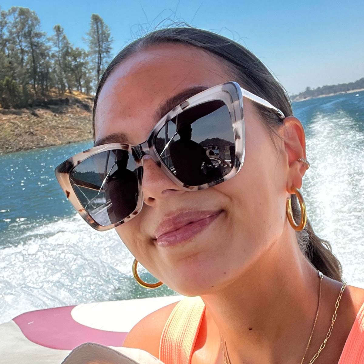 Becky II Sunglasses — Cream Tortoise + Grey Polarized