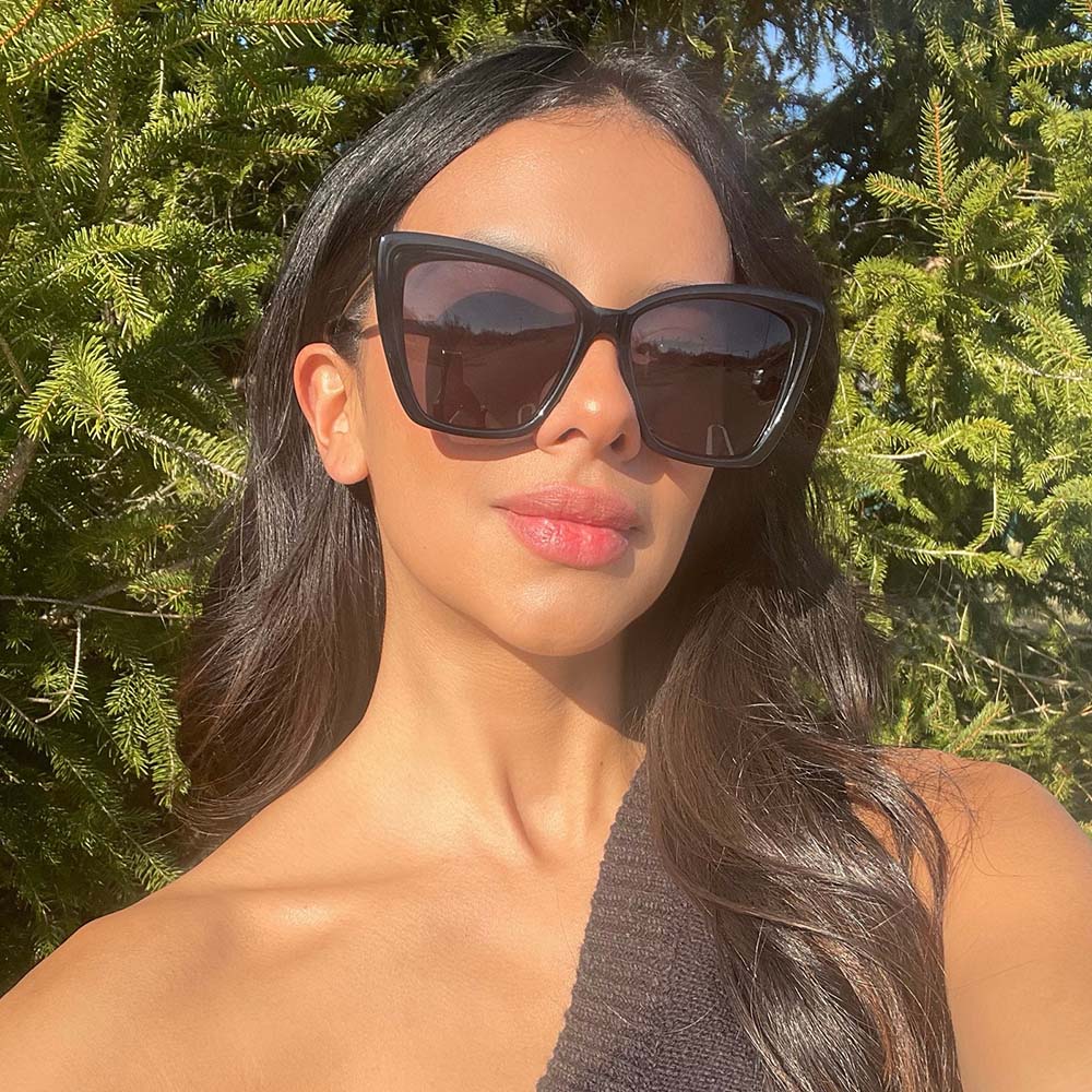 Becky II Sunglasses — Black + Dark Smoke Polarized