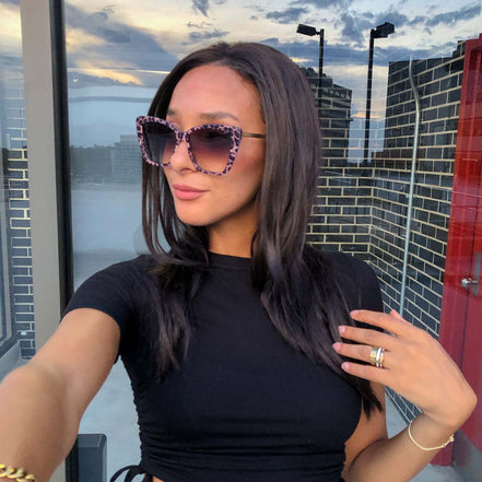 Becky II Sunglasses — Leopard Tortoise + Brown Gradient