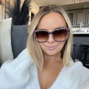 Becky II Sunglasses — Leopard Tortoise + Brown Gradient