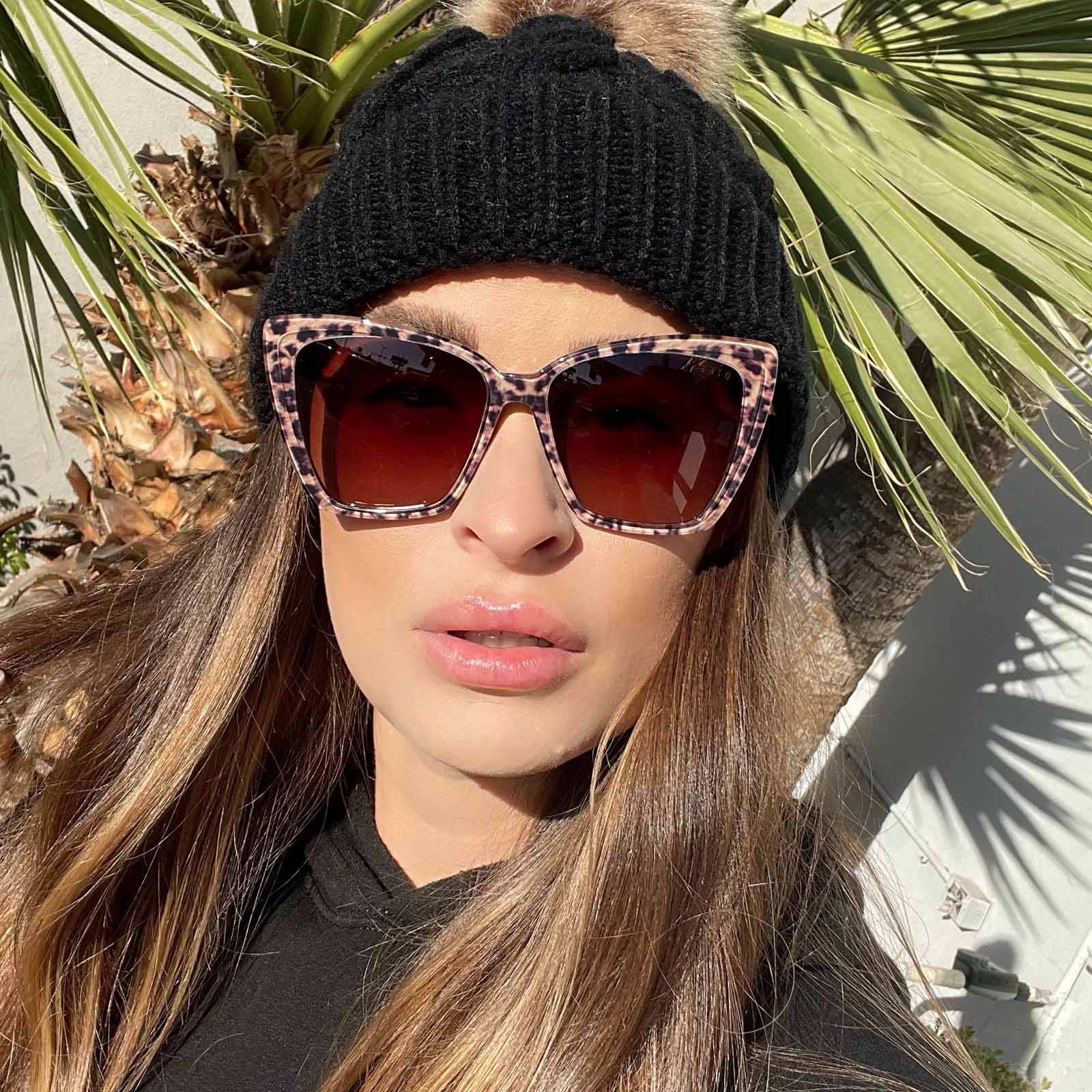 Becky II Sunglasses — Leopard Tortoise + Brown Gradient