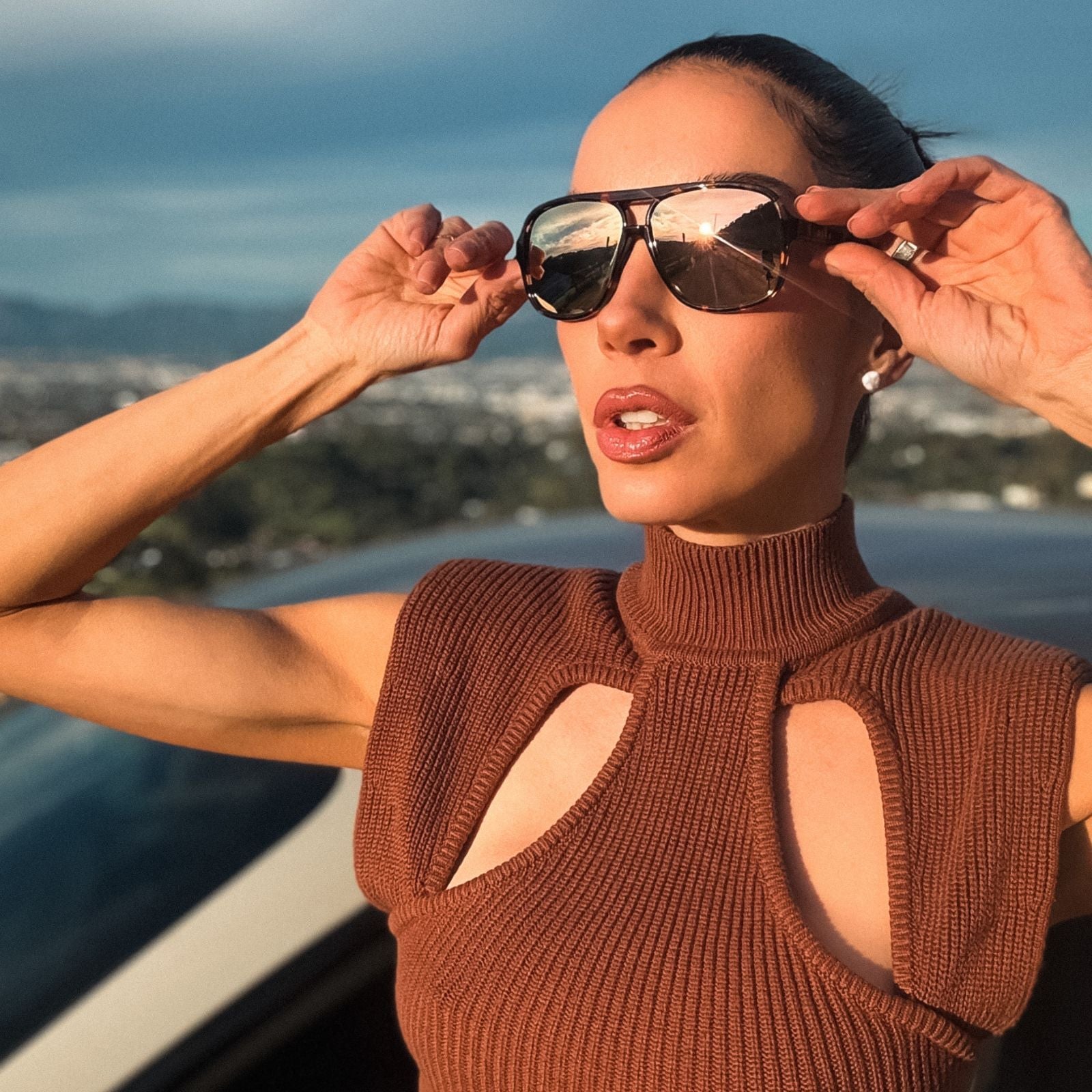 Hangtime Sunglasses — Sport Tortoise + Champagne Mirror Polarized