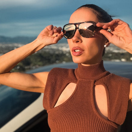 Hangtime Sunglasses — Sport Tortoise + Champagne Mirror Polarized
