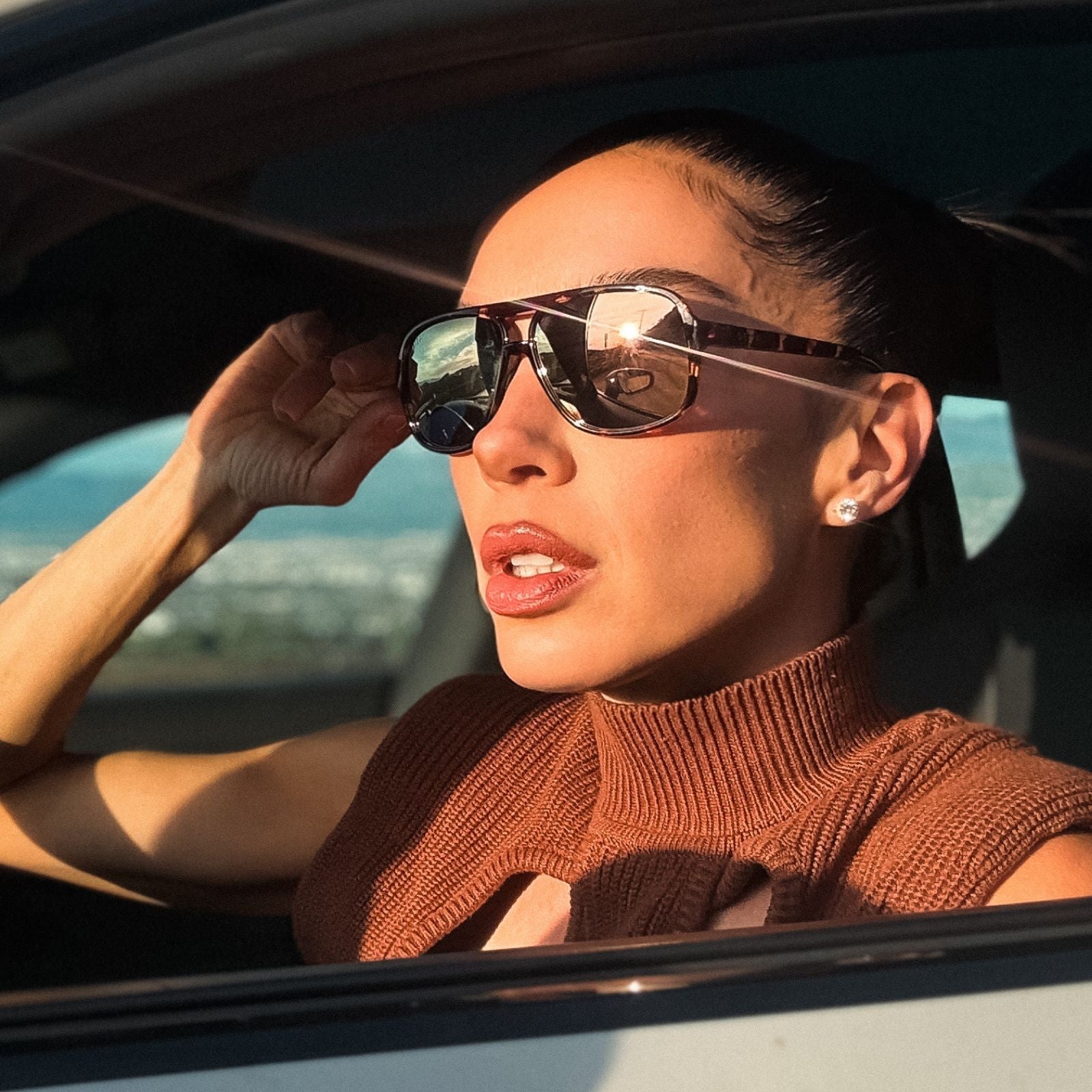 Hangtime Sunglasses — Sport Tortoise + Champagne Mirror Polarized