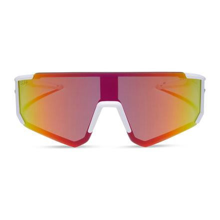 Heat Sunglasses — Matte White + Sunset Mirror Polarized