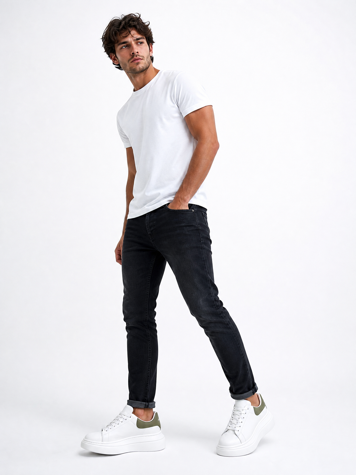Oversized Sneaker White Olive Green
