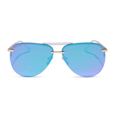 Tahoe Sunglasses — Gold + Purple Mirror